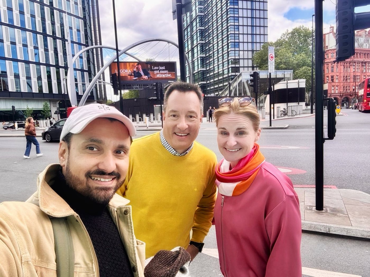 Selfie of Christina Kehl with Martin Meyer and Farid in London